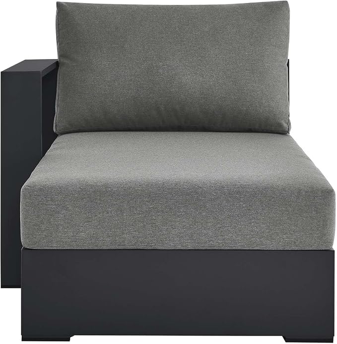 Modway Tahoe Aluminum Outdoor Chaise Lounge in Gray Charcoal - Image 6