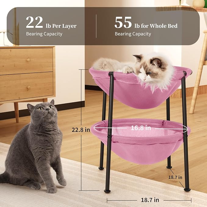 Double Cat Bed Pink, Breathable Pet Bed - Image 5