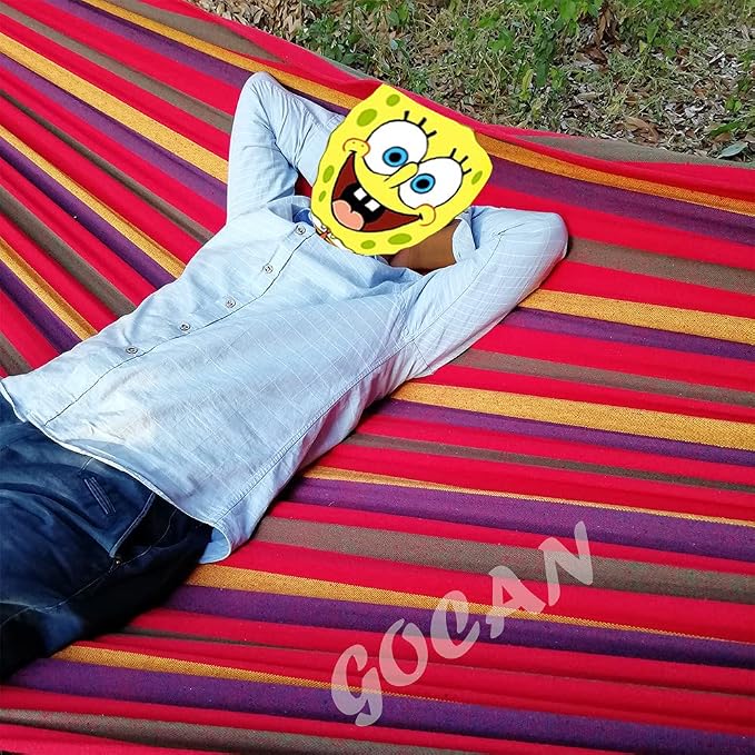 Brazilian Double Hammock 2 Person Extra Large Canvas 250x160cm Total Length - Image 6