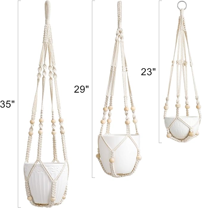 Mkono 3 Pack Macrame Plant Hangers Indoor Different Size Hanging Planter Basket - Image 6