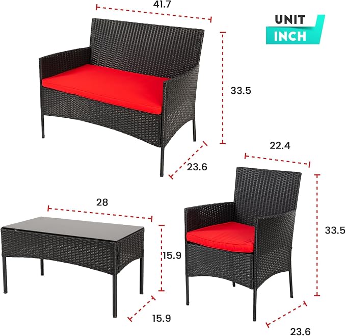 PayLessHere Outdoor Furniture Set 4Pc Modular Patio Furniture Set Water - Image 8