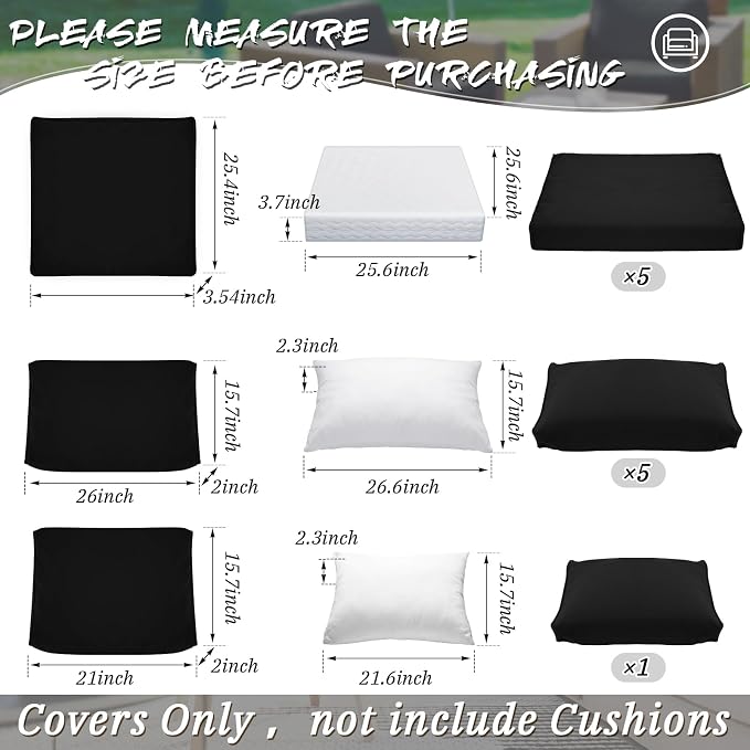 Patelai 11 Pcs Waterproof Patio Cushion Covers - Image 3