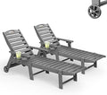 Lounge Chair Outdoor Set of 2, HDPE Chaise Lounge Outdoor, Pool Lounge Chair by Suunyn