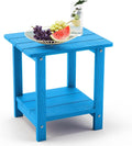 LUE BONA Adirondack Outdoor Side Table, 2-Tier Blue HDPS Patio End Table by LUEBONA