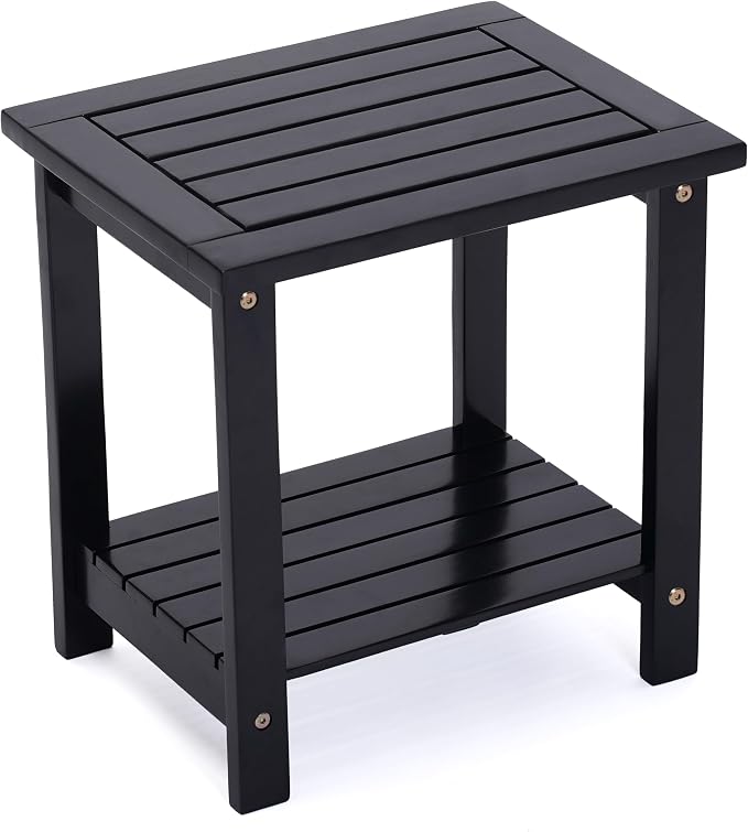 2-Tier Adirondack Side Table – Weather Resistant Wooden End Table, Rectangular by AN68-Home-Clicknow