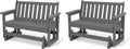 SERWALL Outdoor Glider Bench Set of 2, HDPE Weather-Resistant Swinging Bench by SERWALL