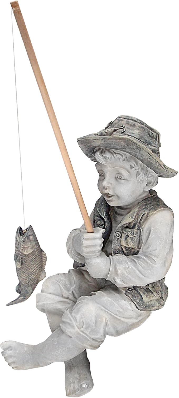 Design Toscano Frederic the Little Fisherman of Avignon Boy Fishing Garden - Image 6