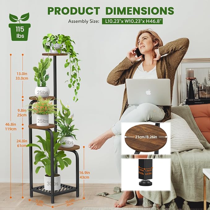 TOSKING 5 Tier Metal Plant Stand Indoor 48''H Tall, Heavy Duty Plant Shelf - Image 3