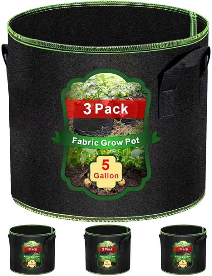 5 Gallon Grow Bags-3 Pack, Thickened Nonwoven Fabric Aeration Planter Bags by Createagardenyoulove