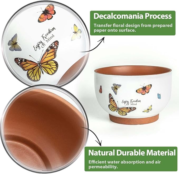 YBX 8 Inch + 6 Inch Terracotta Plant Pots, Flower Pots - Image 7