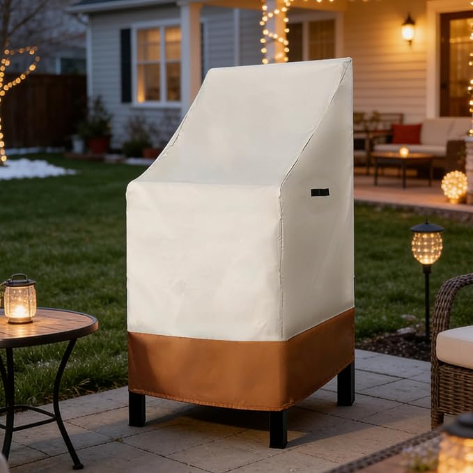 RosieLily High Back Patio Chair Covers Waterproof Stackable Outdoor Bar Stool - Image 2