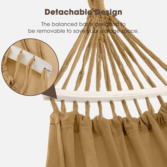 MOSFiATA Backyard Hammock with Tassels Max 500lbs Canvas Fabric Bohemian Style - Image 4
