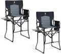 EVER ADVANCED 2 Piece Portable 30.7" Seat Height Tall Folding Camping Chair by EVERADVANCED