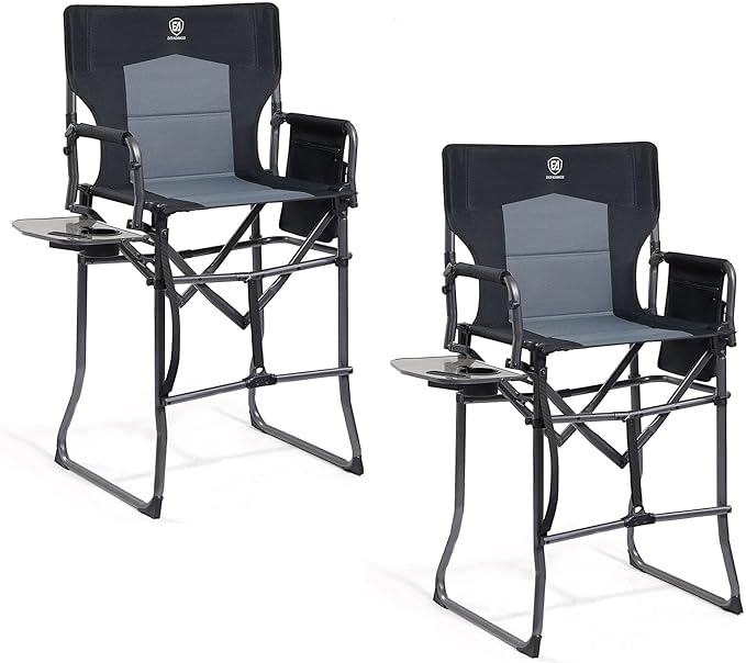 EVER ADVANCED 2 Piece Portable 30.7" Seat Height Tall Folding Camping Chair by EVERADVANCED