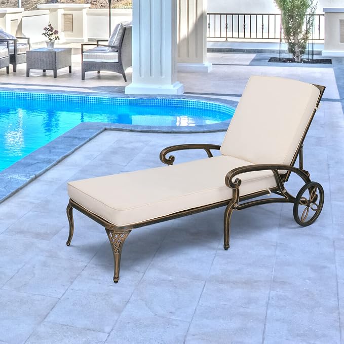 VINGLI Cast Aluminum Outdoor Chaise Lounge Chair by VINGLI
