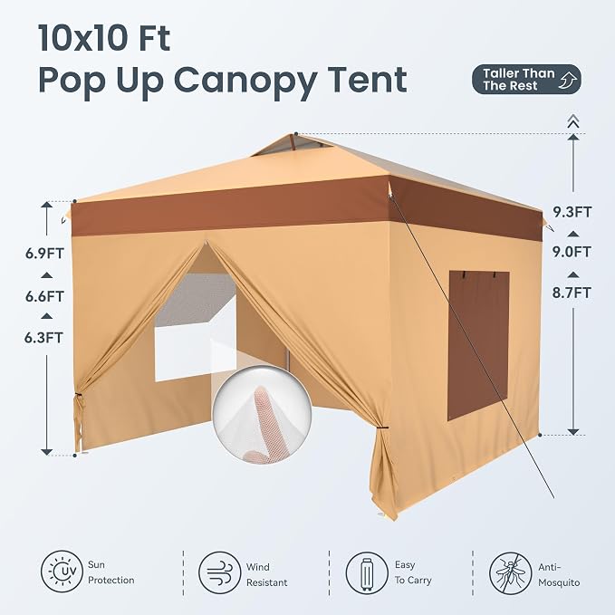 PHI VILLA 10x10 Pop Up Canopy Tent - Image 6