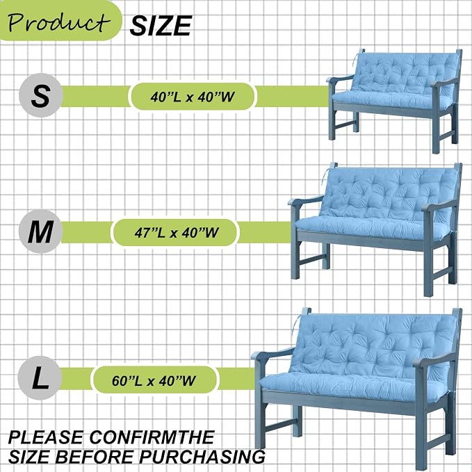 Waterproof Porch Swing Cushion Replacement, Thick 4" 2–3 Seat Outdoor Swing - Image 7