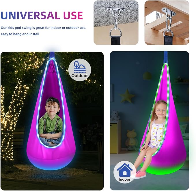 Light Up Swing Chair Hammock Chair Indoor Outdoor - Image 4