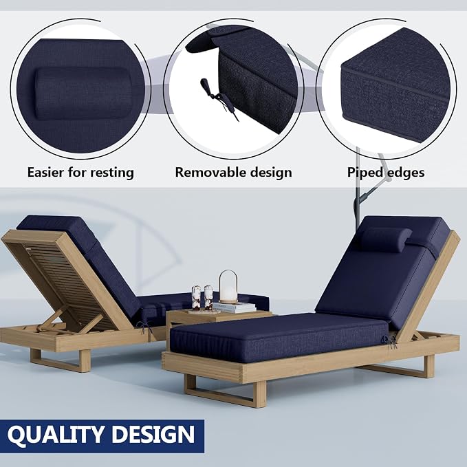 72 x 21 x 4 Inch Olefin Chaise Lounge Cushions, Lounge Chair Cushions - Image 6