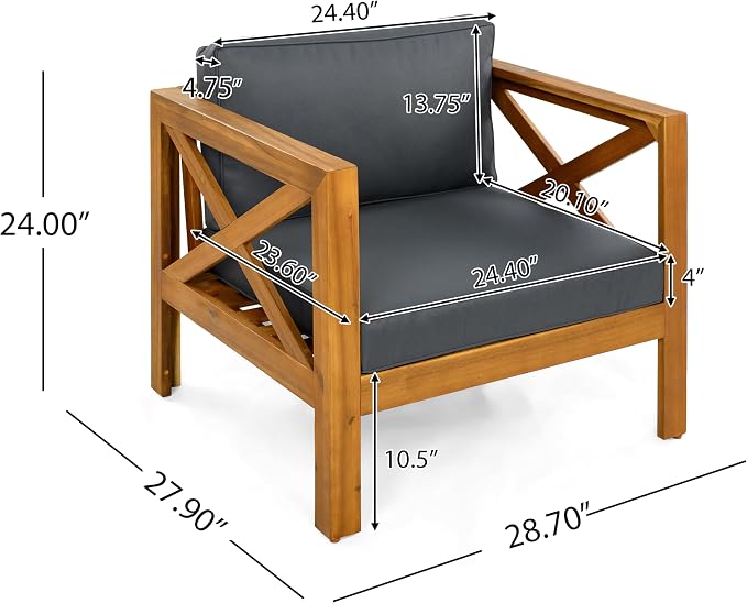 Merax Outdoor 4-Piece Acacia Wood Conversation Set - Image 5