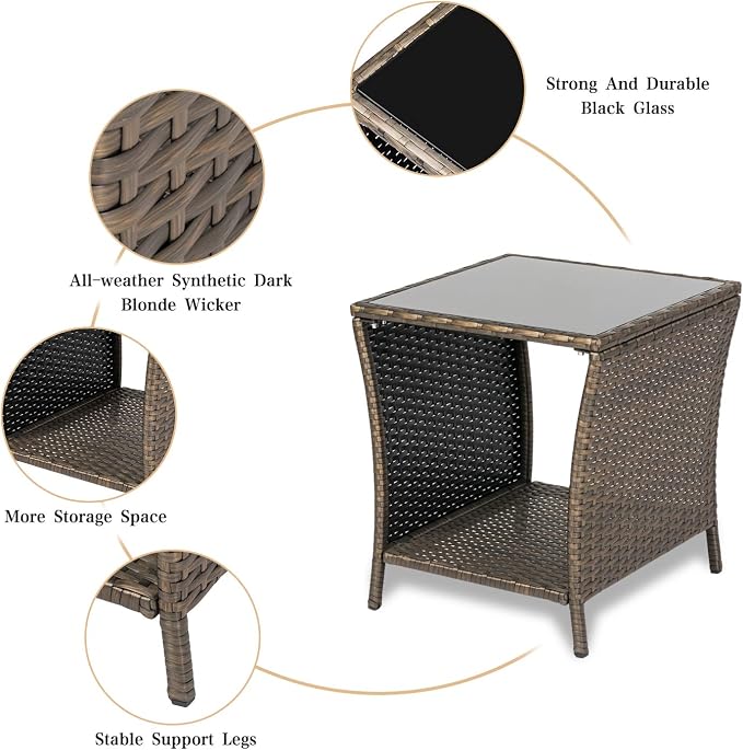 Kinfant Rattan Patio Side Table - Image 5