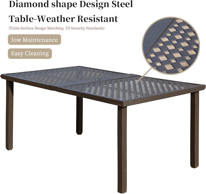 Domi 7 Pieces Patio Dining Sets All-Weather Metal Outdoor Modern Dining Sets - Image 3