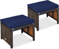Best Choice Products Set of 2 Wicker Ottomans, Additional Seating, Side Table by BestChoiceProducts