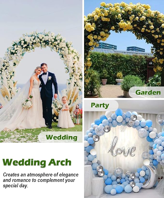 Queension Metal Wedding Arch | for Ceremony Party Decoration 8Ft Wide 7Ft High - Image 5