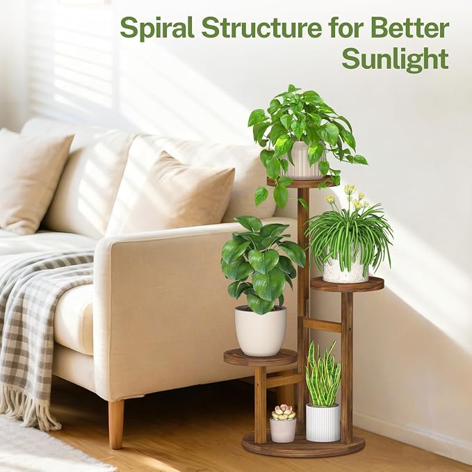 iDavosic.ly 3 Tier Plant Stand Indoor, Tiered Corner Wood Multiple Flower - Image 7