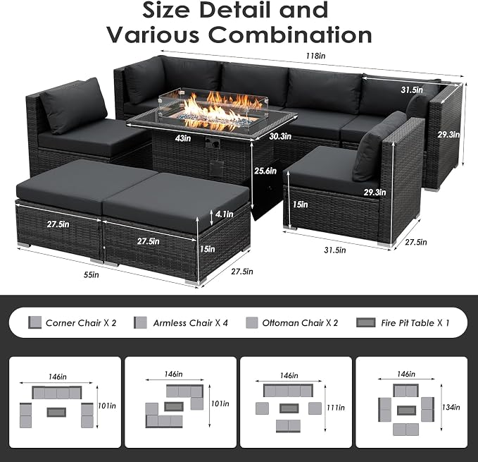 BULEXYARD 9 Pcs Highback Patio Furniture Set - Image 6