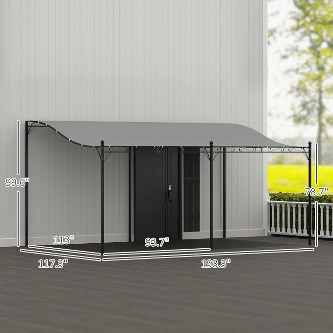Outsunny 10' x 16' Outdoor Pergola Canopy, Wall-Mounted Metal Patio Canopy - Image 7
