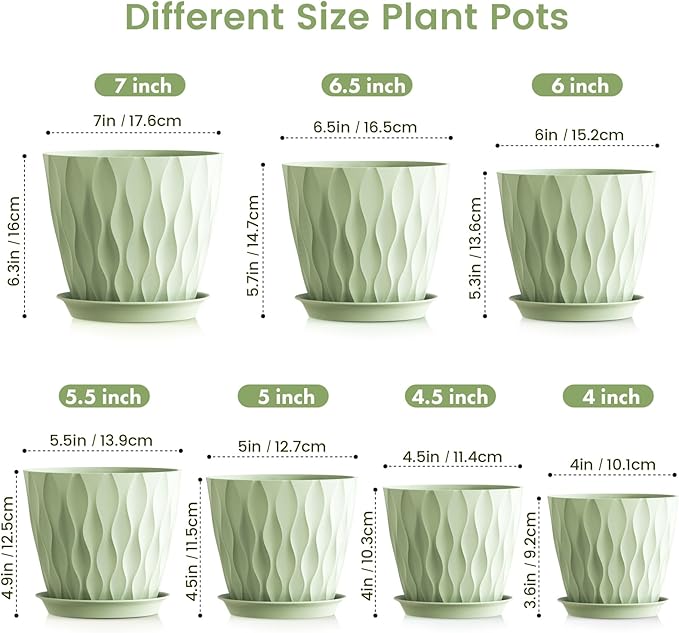 7/6.5/6/5.5/5/4.5/4 inch Plant Pots - Image 2