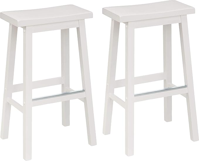 Amazon Basics Solid Wood Saddle-Seat Counter Height Bar Stools by AmazonBasics