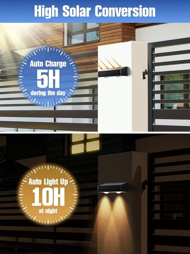 Solar Fence Lights Outdoor Waterproof LED, 12 Pack RGB Fence Solar Lights - Image 4