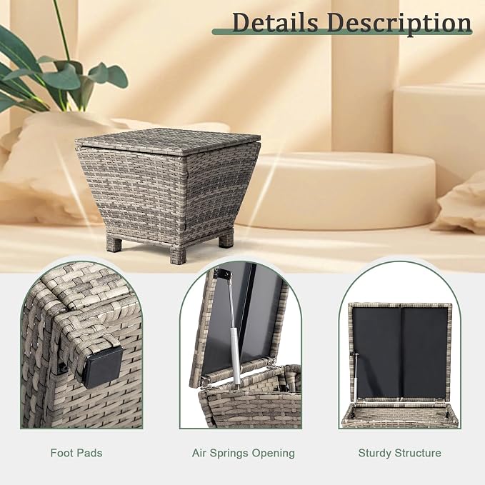 Outvita Outdoor Side Table, Rattan Coffee Table - Image 5