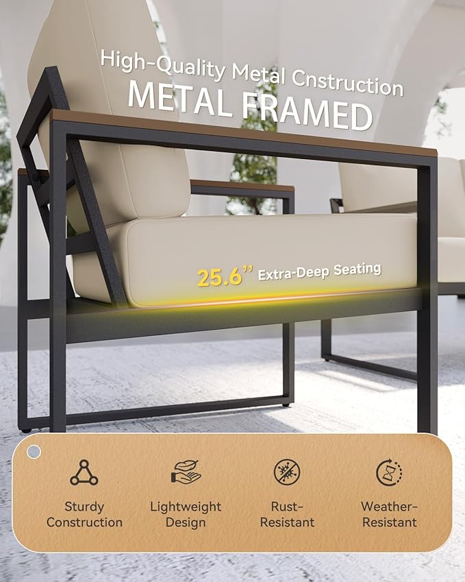 Aoxun Patio Furniture Set, 4 Piece Outdoor Patio Furniture - Image 2