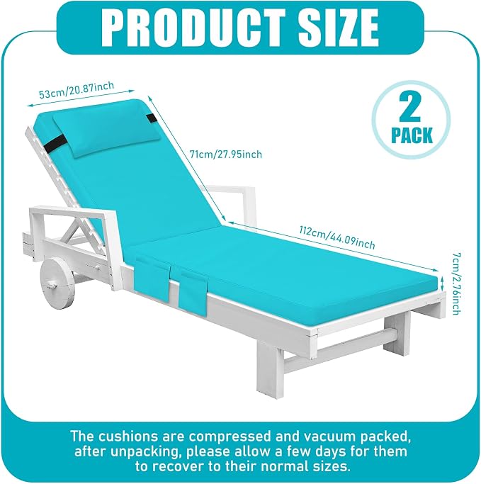 Tondiamo 2 Set Outdoor Chaise Lounge Cushions - Image 2