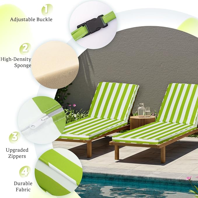 Chaise Lounge Cushions Outdoor Set of 2 - Image 3