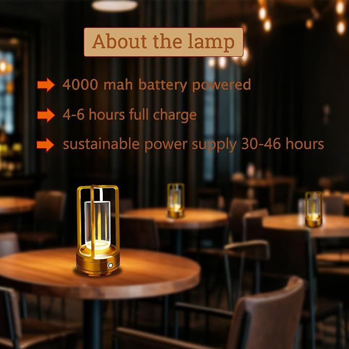Outdoor Table Lamp, 4000mAh Rechargeable Battery Operated lamp, 3 Color - Image 4