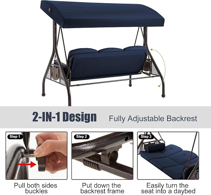 GYUTEI 3-Seat Outdoor Patio Swing - Image 4