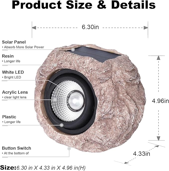 Solar Rock Lights Outdoor Garden Waterproof - Image 8