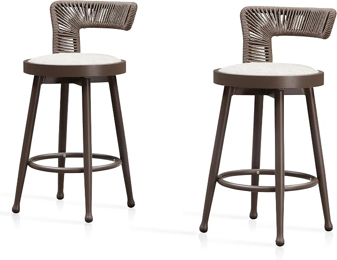 PURPLE LEAF Outdoor Swivel Counter Height Bar Stools Set of 2 Metal Modern - Image 9