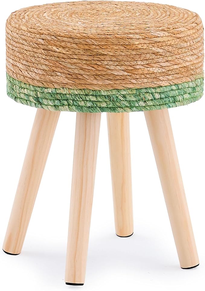 Handwoven Outdoor Ottoman, Water Hyacinth Pouf Round Patio Footstool by LGENHOOMHandwovenNaturalWaterHyacinthBasket