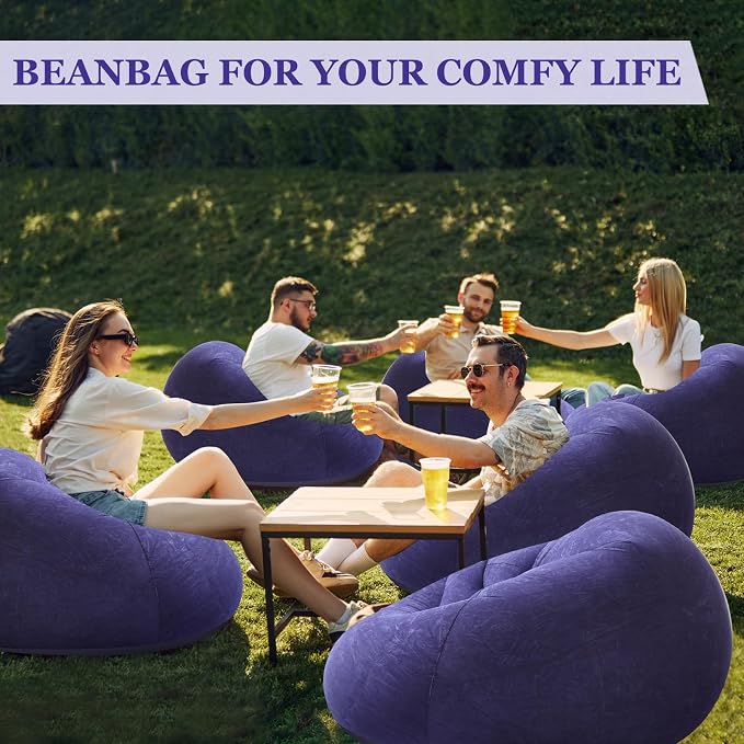 Realspring Inflatable Bean Bag Chairs Outdoor Blow up Camping Chairs Inflatable - Image 7