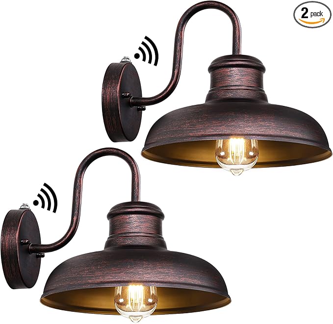 TOBUSA 2-Pack Dusk to Dawn Outdoor Wall Lights, Waterproof Farmhouse Gooseneck by TOBUSA