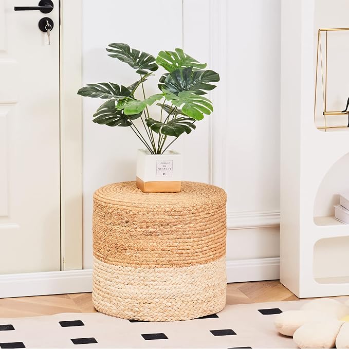 Wimarsbon Ottoman Pouf, Natural Braided Jute Poof, Rustic Handweave Lounge - Image 2
