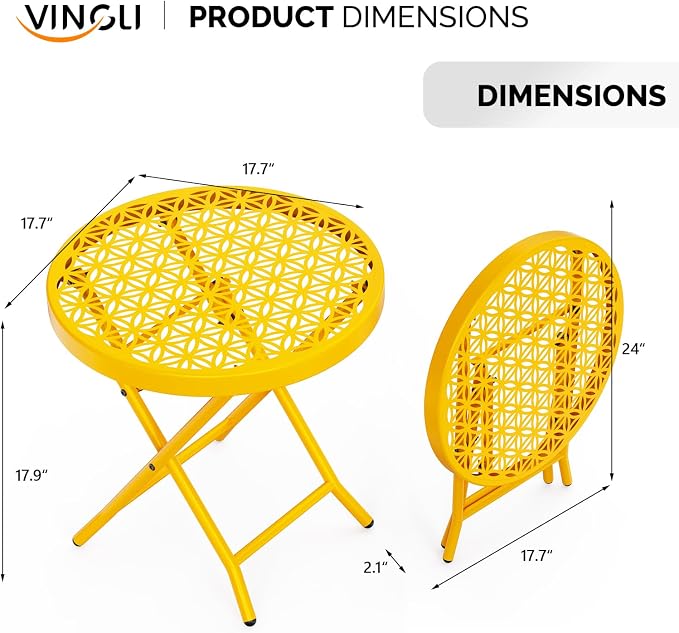 VINGLI Patio Folding Side Table, Small Outdoor Table - Image 3