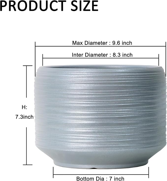 10 Inch Ceramic Plant Pot with Drainage – Large Flower Pot - Image 6