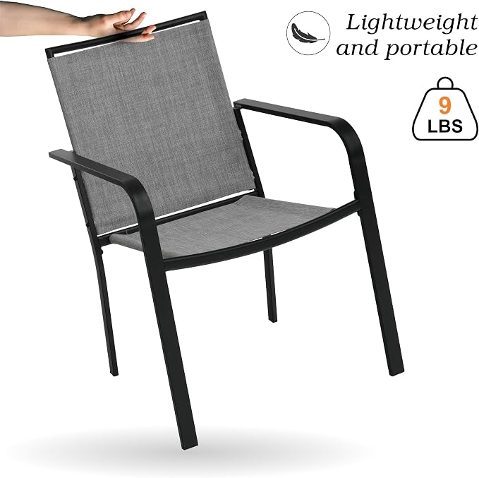 7-Piece Outdoor Patio Dining Set, 6 Stackable Chairs and 48'' Round Table - Image 2