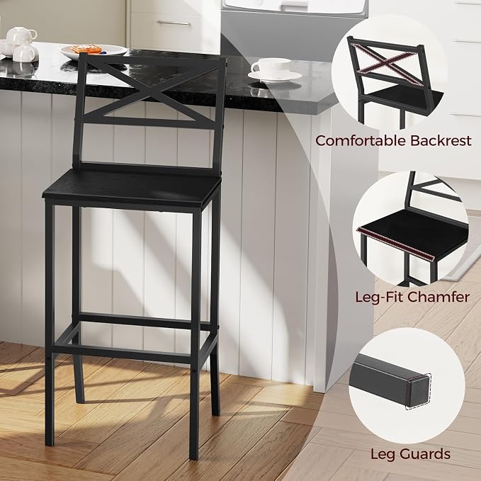 Bar Stools, Kitchen Breakfast Bar Chairs, Easy Assembly, - Image 5